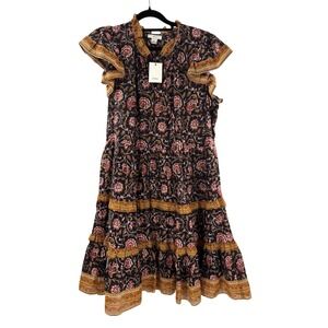 Othilia Women's Floral Tiered Ruffle Sleeve Midi Dress Size LP